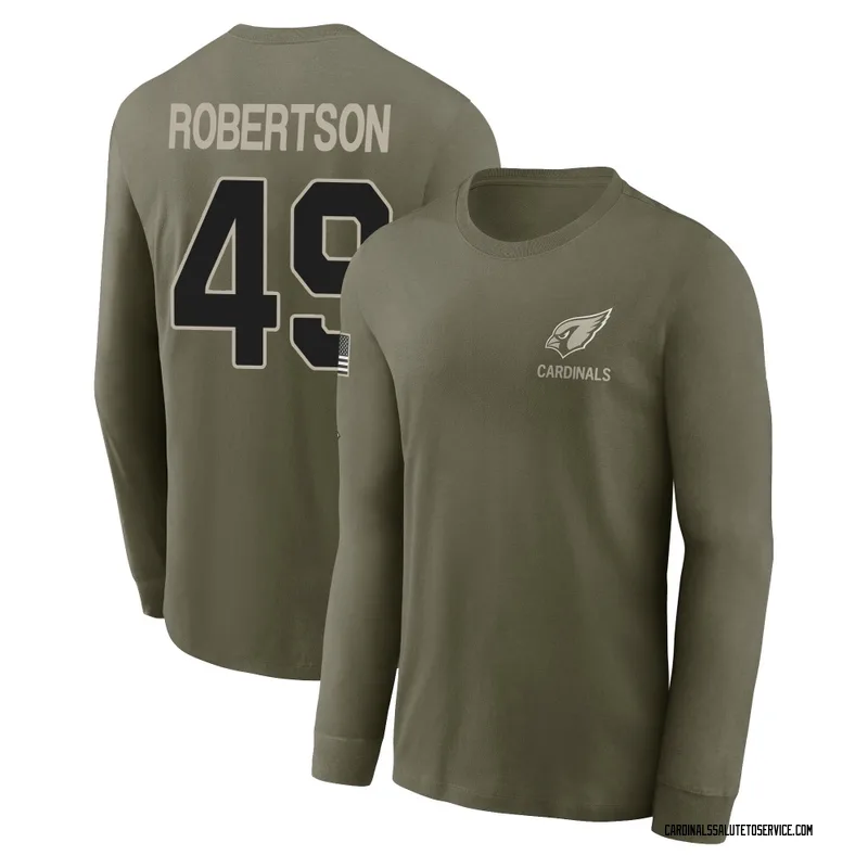 Youth Cameron Robertson Arizona Cardinals Olive 2025 Salute to Service Sideline Long Sleeve T-Shirt