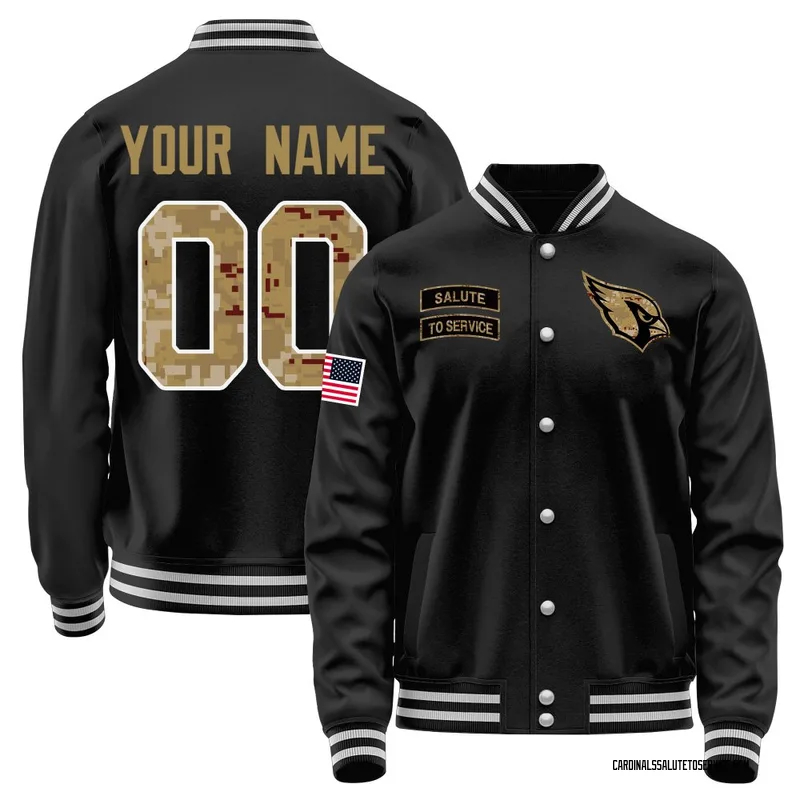 Youth Custom Arizona Cardinals Black Salute to Service Sideline Performance Jacket