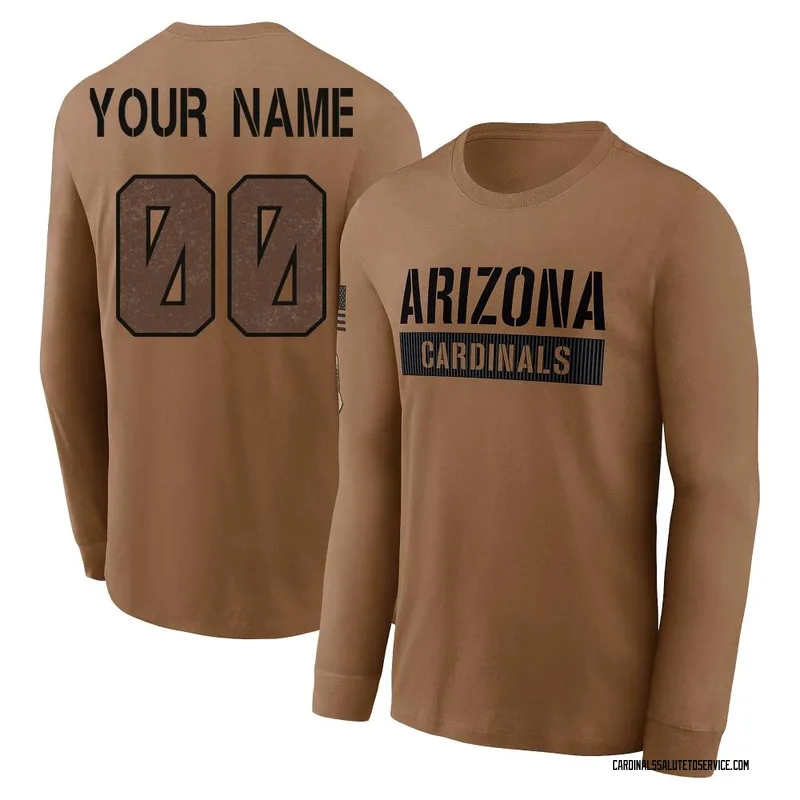 Youth Custom Arizona Cardinals Brown 2023 Salute To Service Long Sleeve T-Shirt
