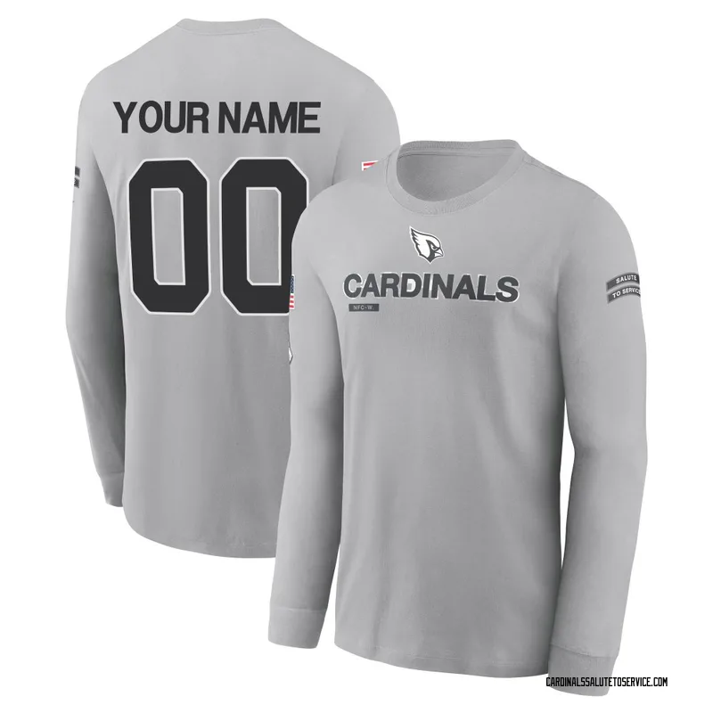 Youth Custom Arizona Cardinals Gray 2024 Salute to Service Long Sleeve T-Shirt