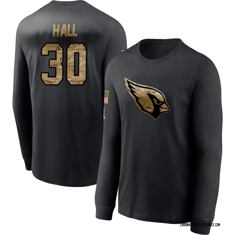 Youth Darren Hall Arizona Cardinals Black 2020 Salute To Service Sideline Performance Long Sleeve T-Shirt