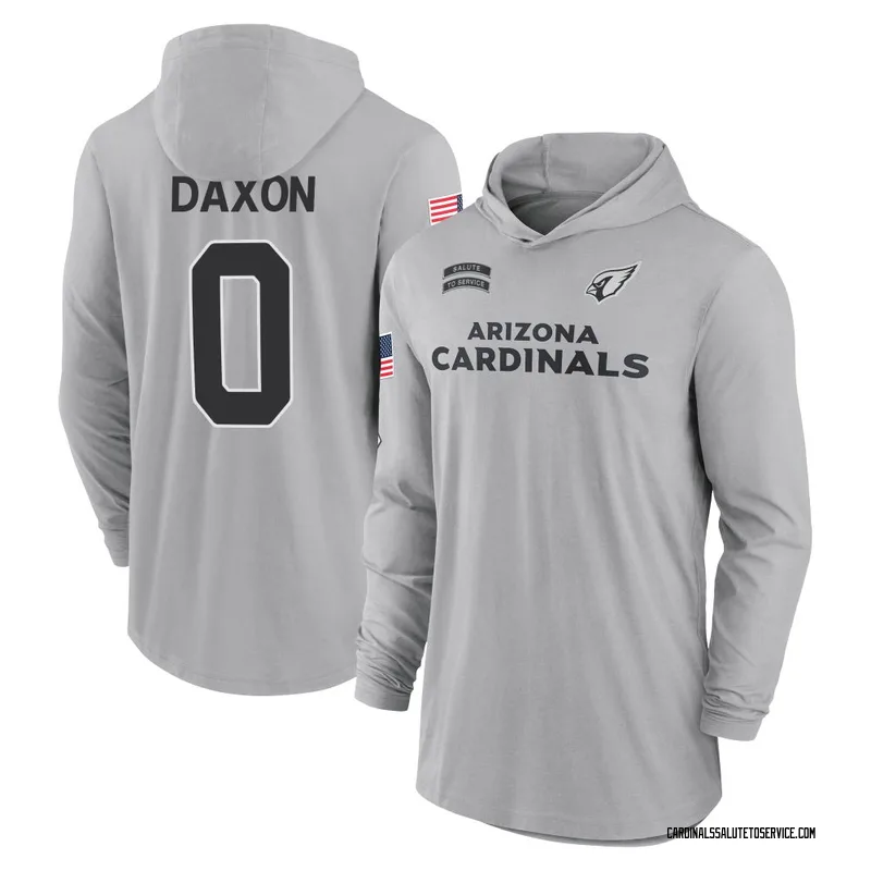 Youth Denzel Daxon Arizona Cardinals Gray 2024 Salute to Service Lightweight Performance Long Sleeve Hooded T-Shirt