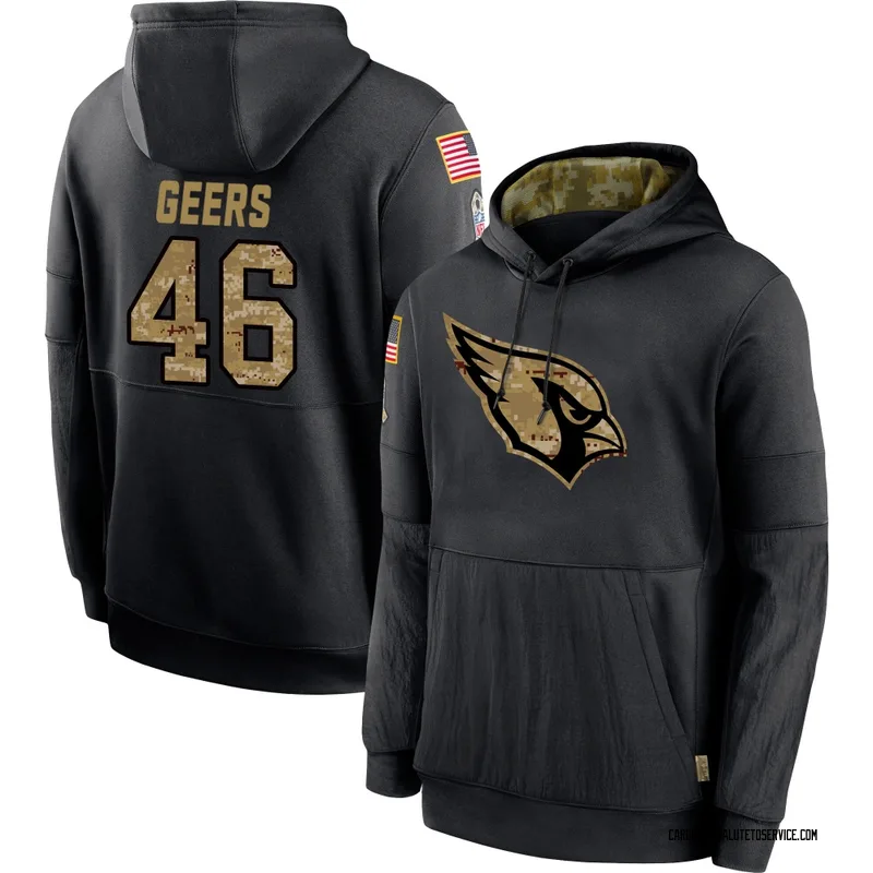 Youth Jameson Geers Arizona Cardinals Black 2020 Salute to Service Sideline Performance Pullover Hoodie