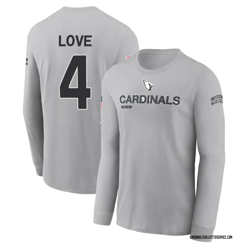 Youth Jeremiyah Love Arizona Cardinals Gray 2024 Salute to Service Long Sleeve T-Shirt
