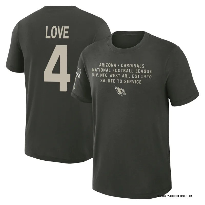 Youth Jeremiyah Love Arizona Cardinals Green Dark/ 2025 Salute to Service Sideline Slub T-Shirt