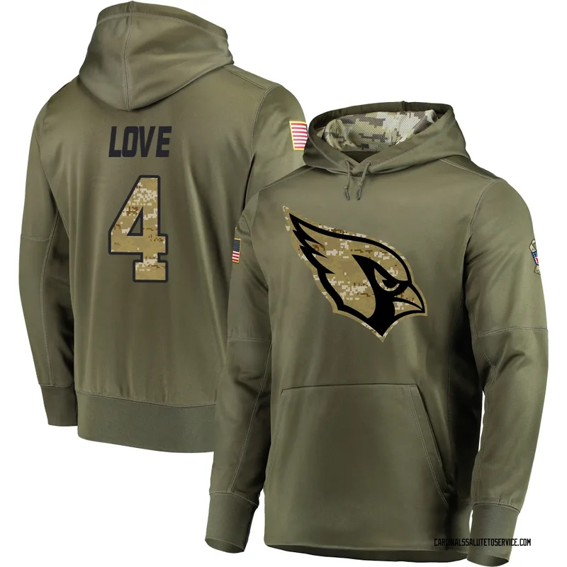 Youth Jeremiyah Love Arizona Cardinals Olive Salute to Service Pullover Hoodie