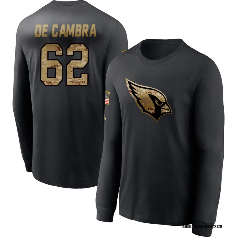 Youth Ka'ena De Cambra Arizona Cardinals Black 2020 Salute To Service Sideline Performance Long Sleeve T-Shirt