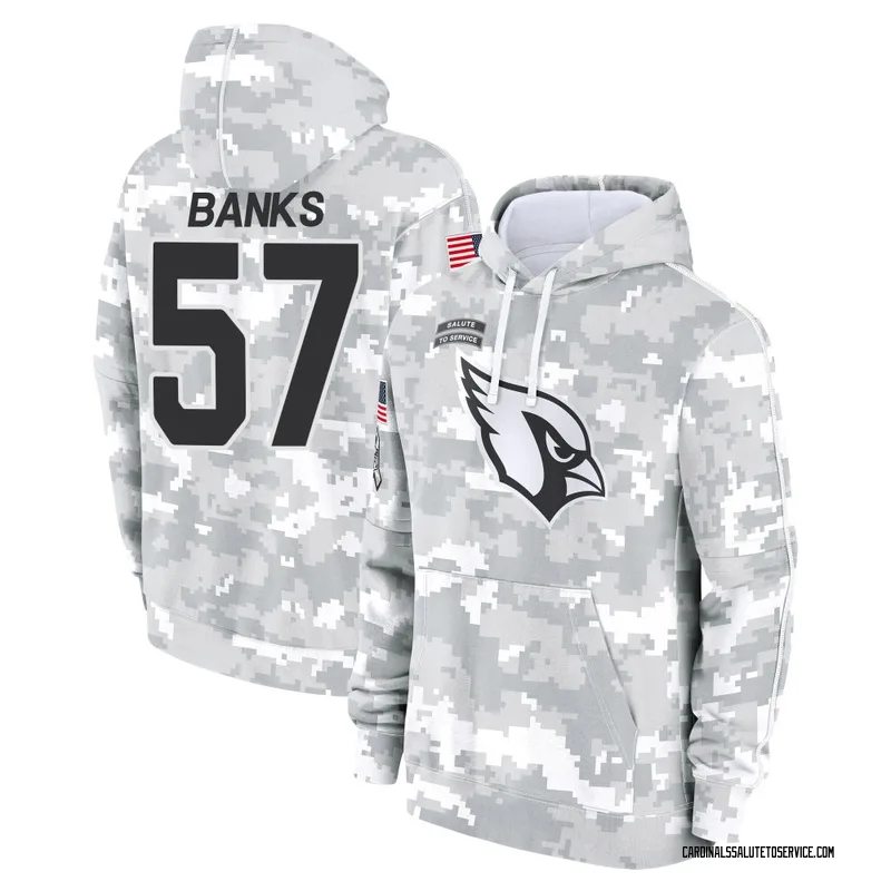 Youth Keshawn Banks Arizona Cardinals Camo Arctic 2024 Salute to Service Club Fleece Pullover Hoodie