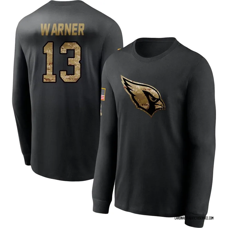 Youth Kurt Warner Arizona Cardinals Black 2020 Salute To Service Sideline Performance Long Sleeve T-Shirt