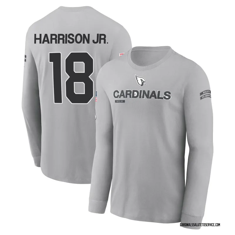 Youth Marvin Harrison Jr. Arizona Cardinals Gray 2024 Salute to Service Long Sleeve T-Shirt