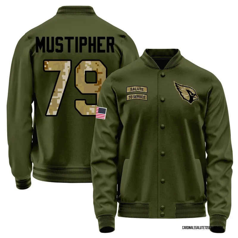 Youth PJ Mustipher Arizona Cardinals Olive Salute to Service Sideline Performance Jacket