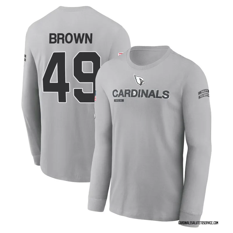 Youth Pharaoh Brown Arizona Cardinals Gray 2024 Salute to Service Long Sleeve T-Shirt