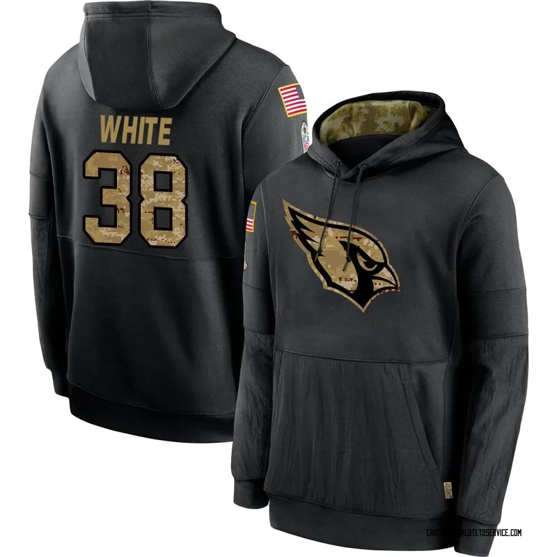 Youth Quavian White Arizona Cardinals Black 2020 Salute to Service Sideline Performance Pullover Hoodie