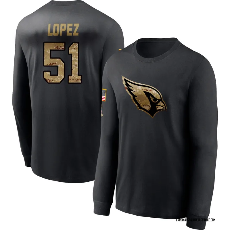 Youth Roy Lopez Arizona Cardinals Black 2020 Salute To Service Sideline Performance Long Sleeve T-Shirt
